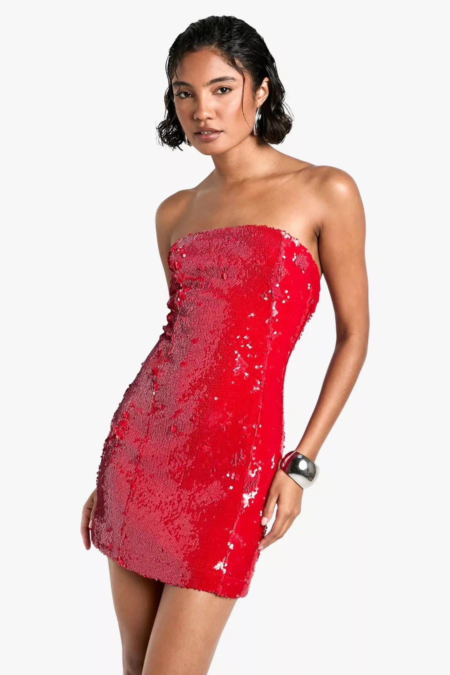 Tall Sequin Bandeau Mini Dress | Boohoo.com (UK & IE)