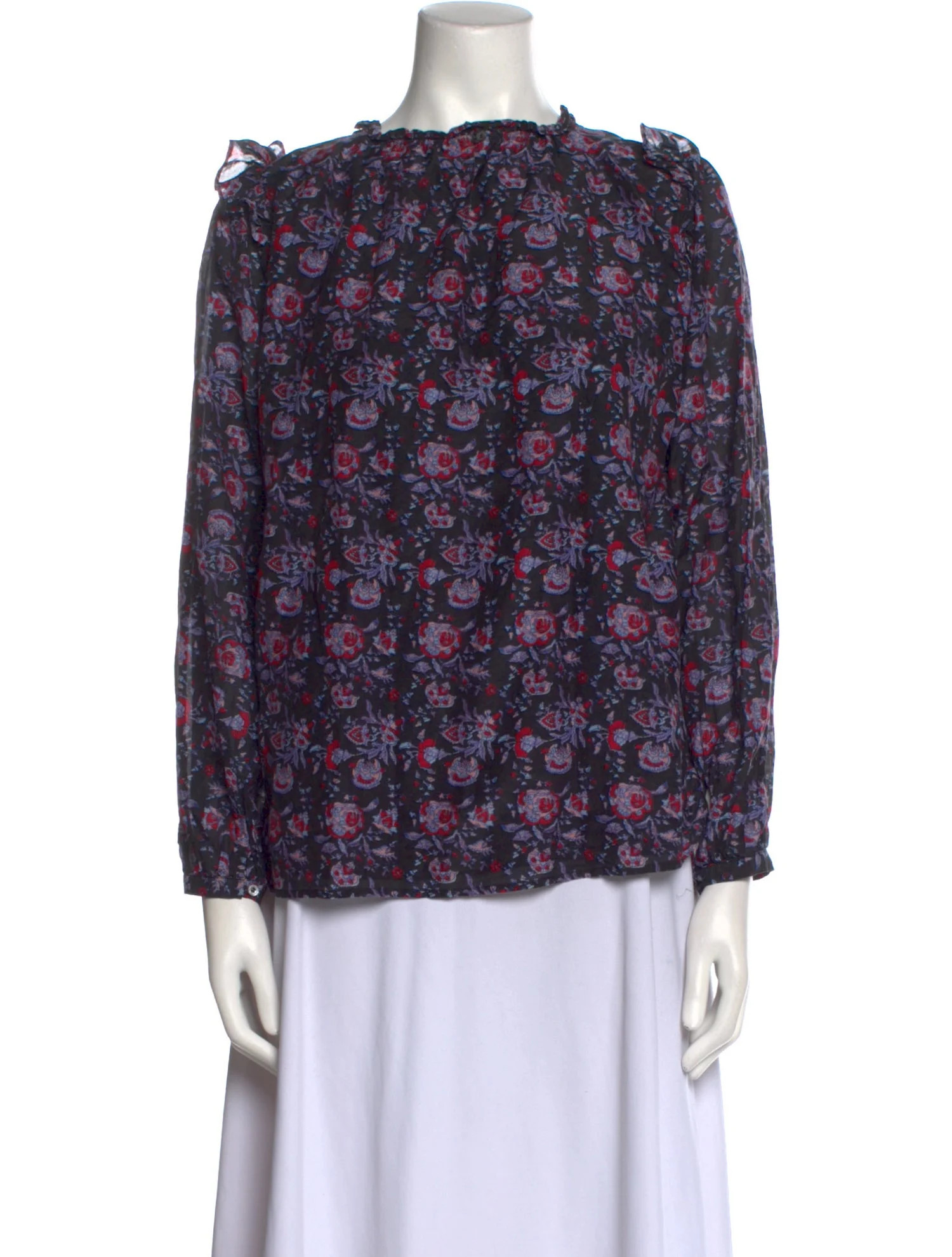 Floral Print Bateau Neckline Blouse | The RealReal