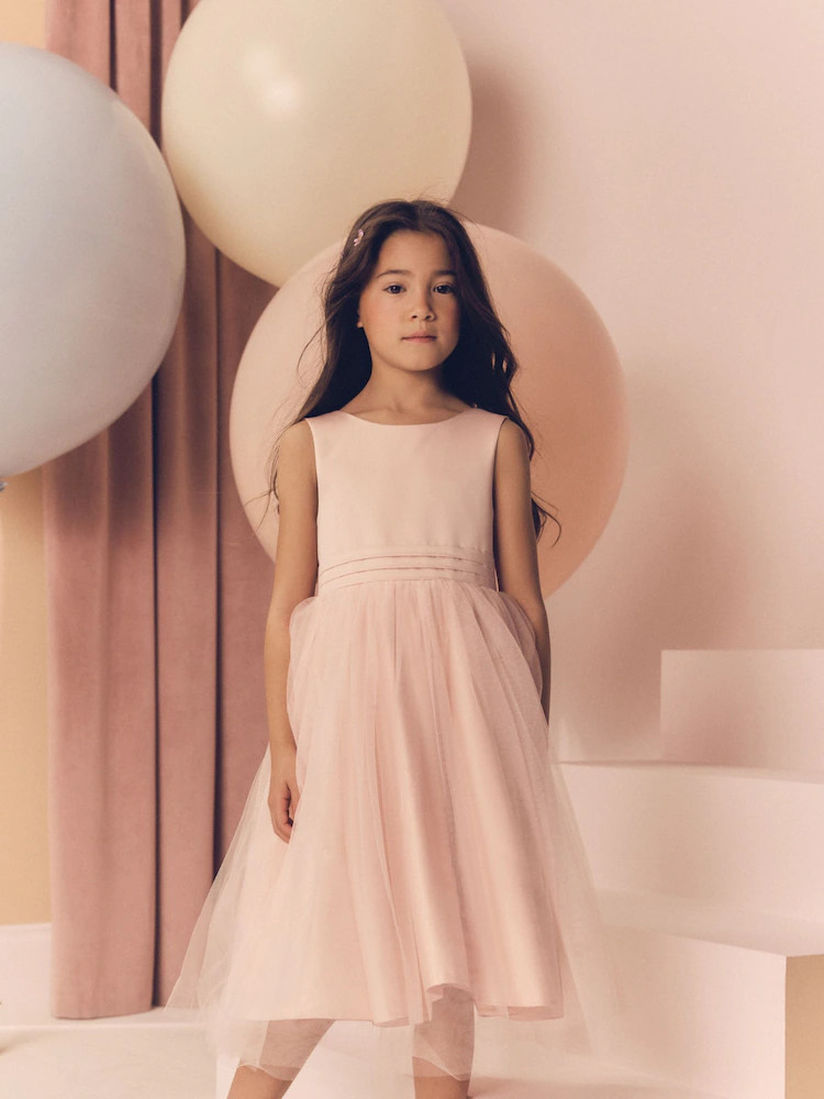 Pink Flower Girl Bow Dress (3mths-16yrs) | Next US