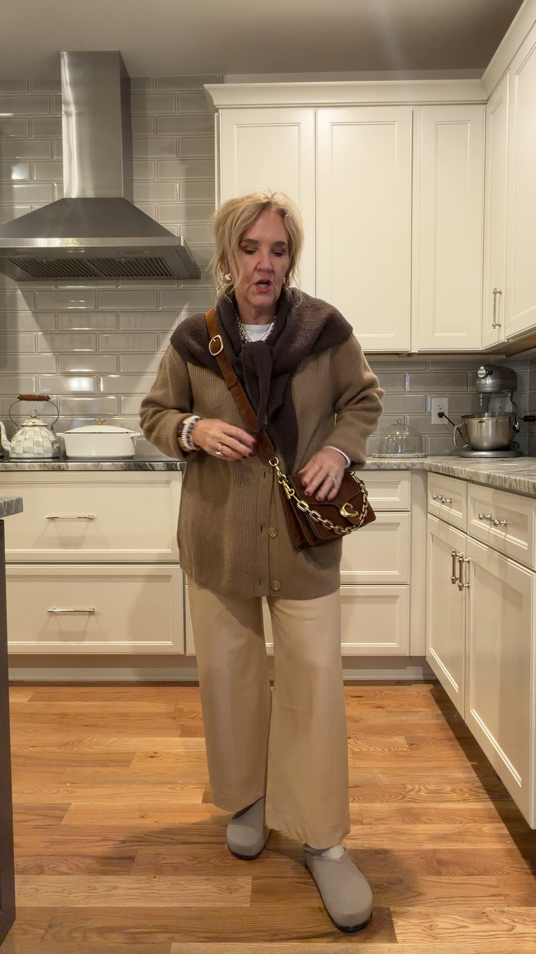 Trying to stay warm over here with all the layers.
Faux leather pants size 29 regular they are on a special promotion right now
Cashmere sweater size medium it is over
Rothy clogs size down 
Walmart tshirt tts medium 
My jewelry 20% off with code NANETTE20
Looking for an end of year splurge worthy bag? I love my coach bag. Comes with 3 straps! 
Triangle scarf is trending! And functional  

#LTKOver40 #LTKSaleAlert #LTKootd