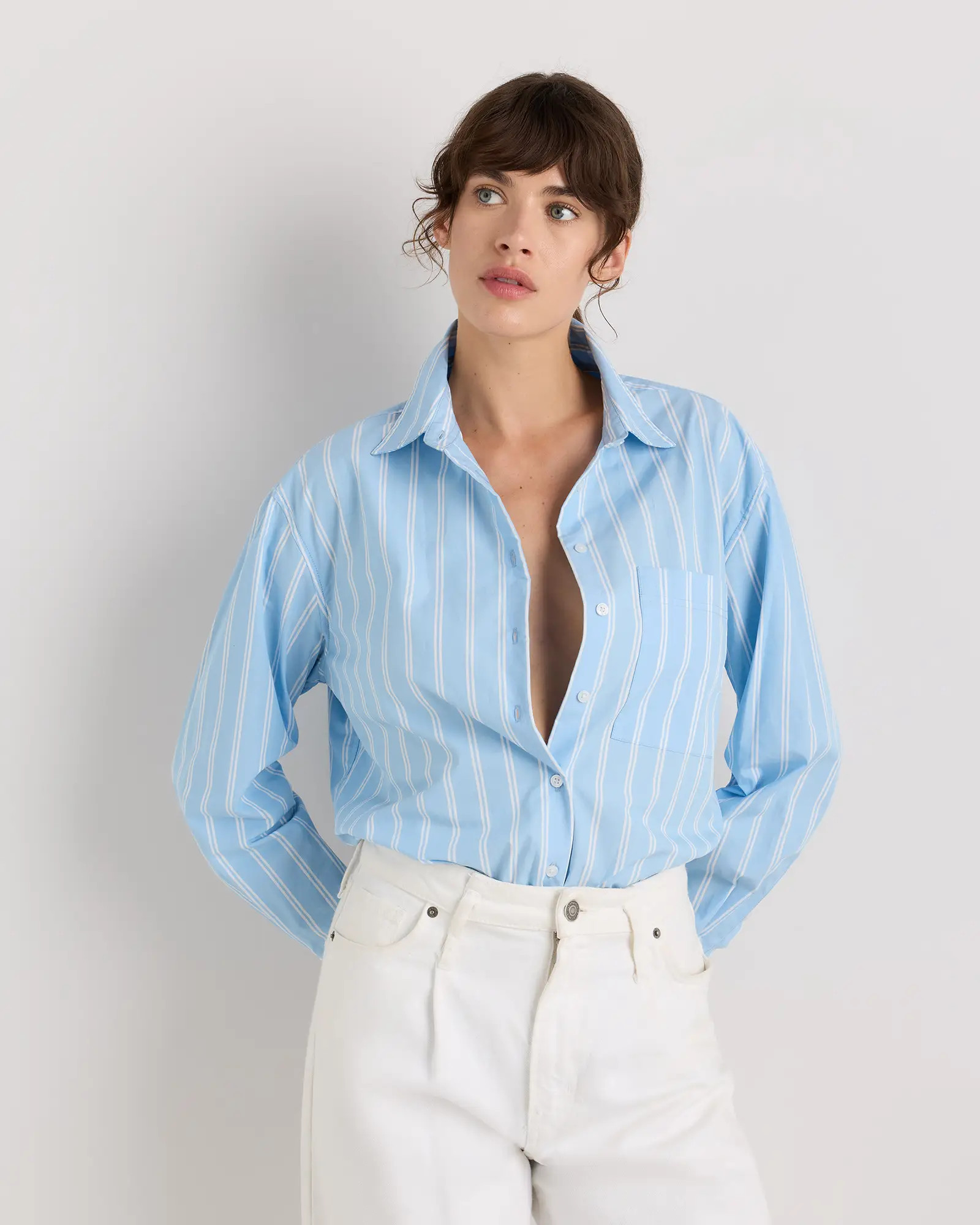 100% Organic Cotton Poplin Long Sleeve Boyfriend Shirt | Quince