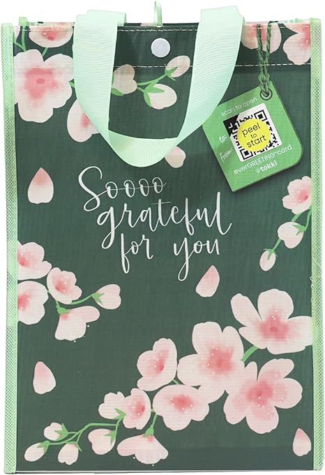 Reusable Gift Bag with Built-In QR Greeting Card | Medium So Grateful For You Gift Bag with Handl... | Amazon (US)
