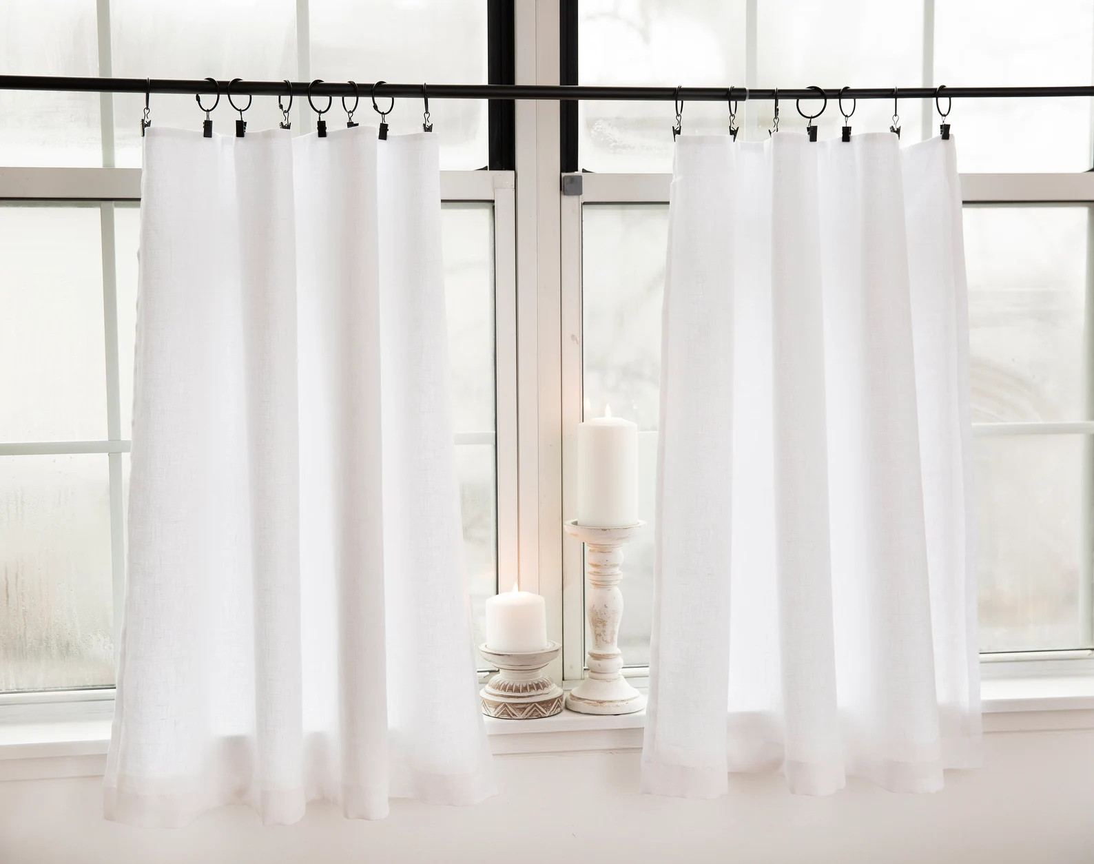 Linen Cafe Curtains LINED SOFT Whitekitchen Curtains1 - Etsy Canada | Etsy (CAD)