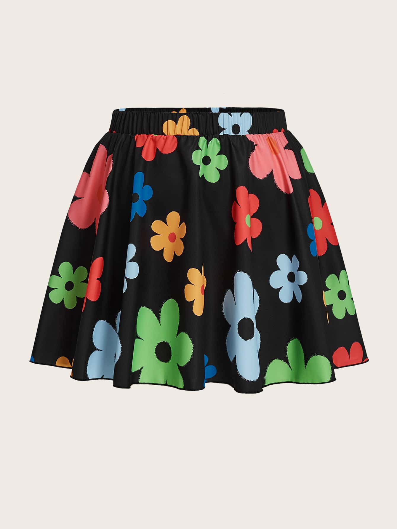 Plus Floral Print Flare Skirt | SHEIN
