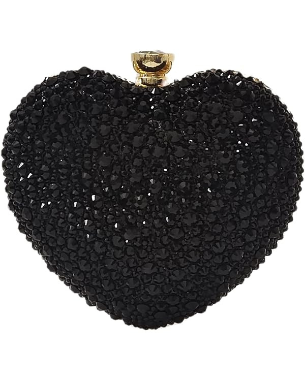 Cute Heart Shape Clutch Purse Mini Love Heart Rhinestone Wedding Handbag Party Women Purse | Amazon (US)