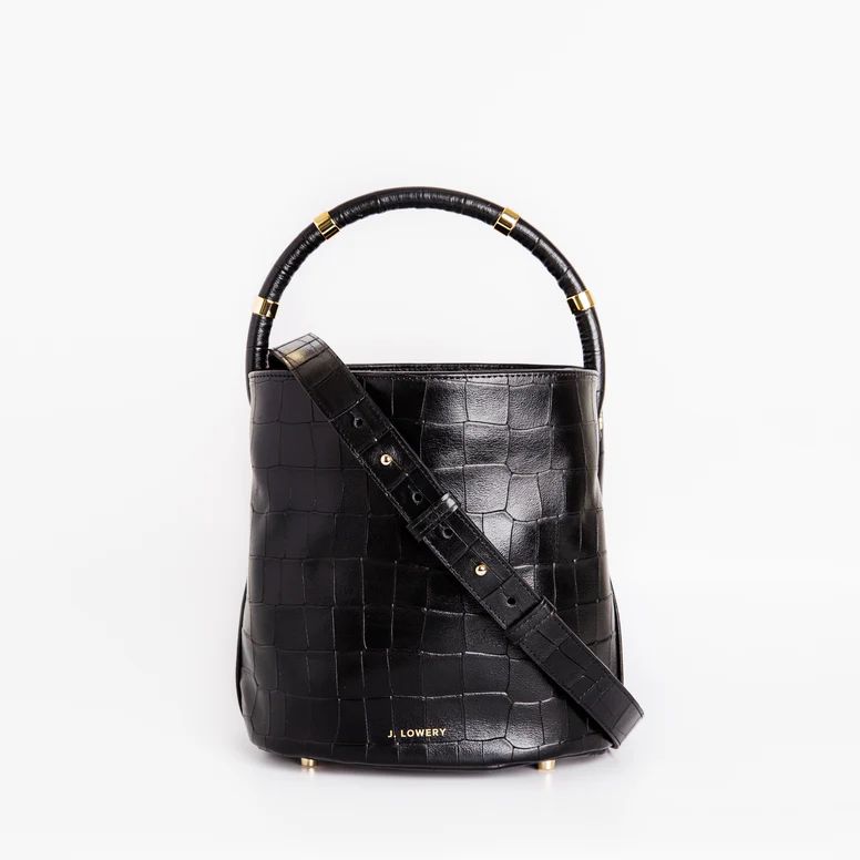 J. LOWERY Max Bucket Bag | Black Croc | J. LOWERY