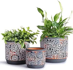 DeeCoo 3 Piece Ceramic Plant pots for Indoor with Drainage Holes, 5.7/4.7/3.5/inch, Modern Decora... | Amazon (US)