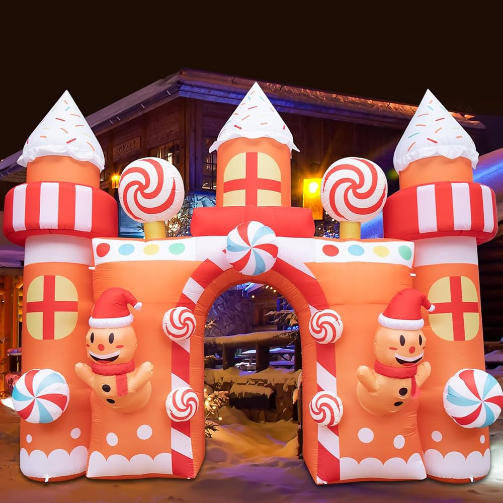 14FT Long & 13FT Tall Christmas Gingerbread House Inflatables Archway Outdoor Decorations Giant C... | Amazon (US)
