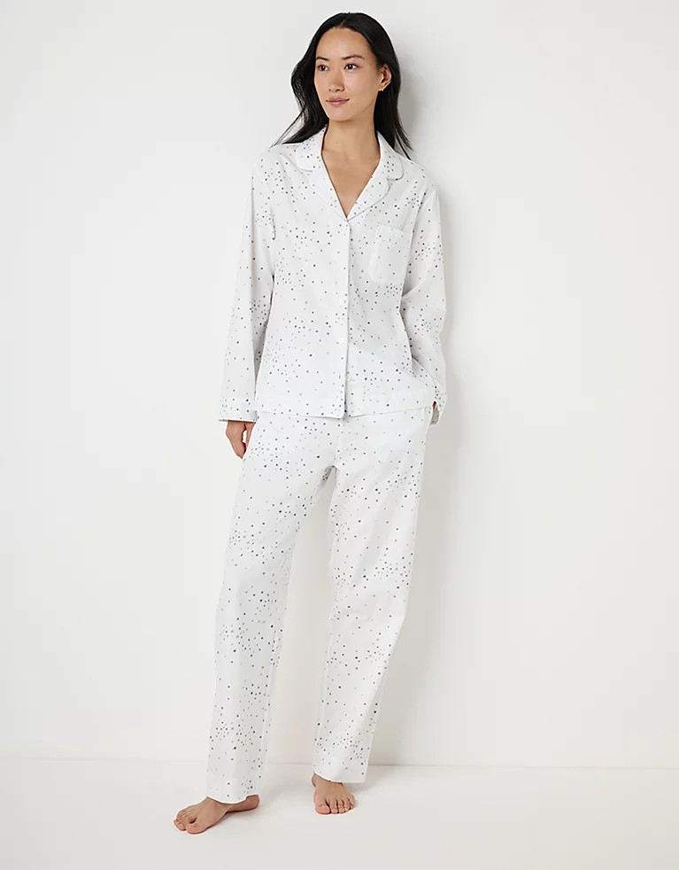 Brushed Cotton Star Print Pyjama Bottoms | The White Company UK & ROW