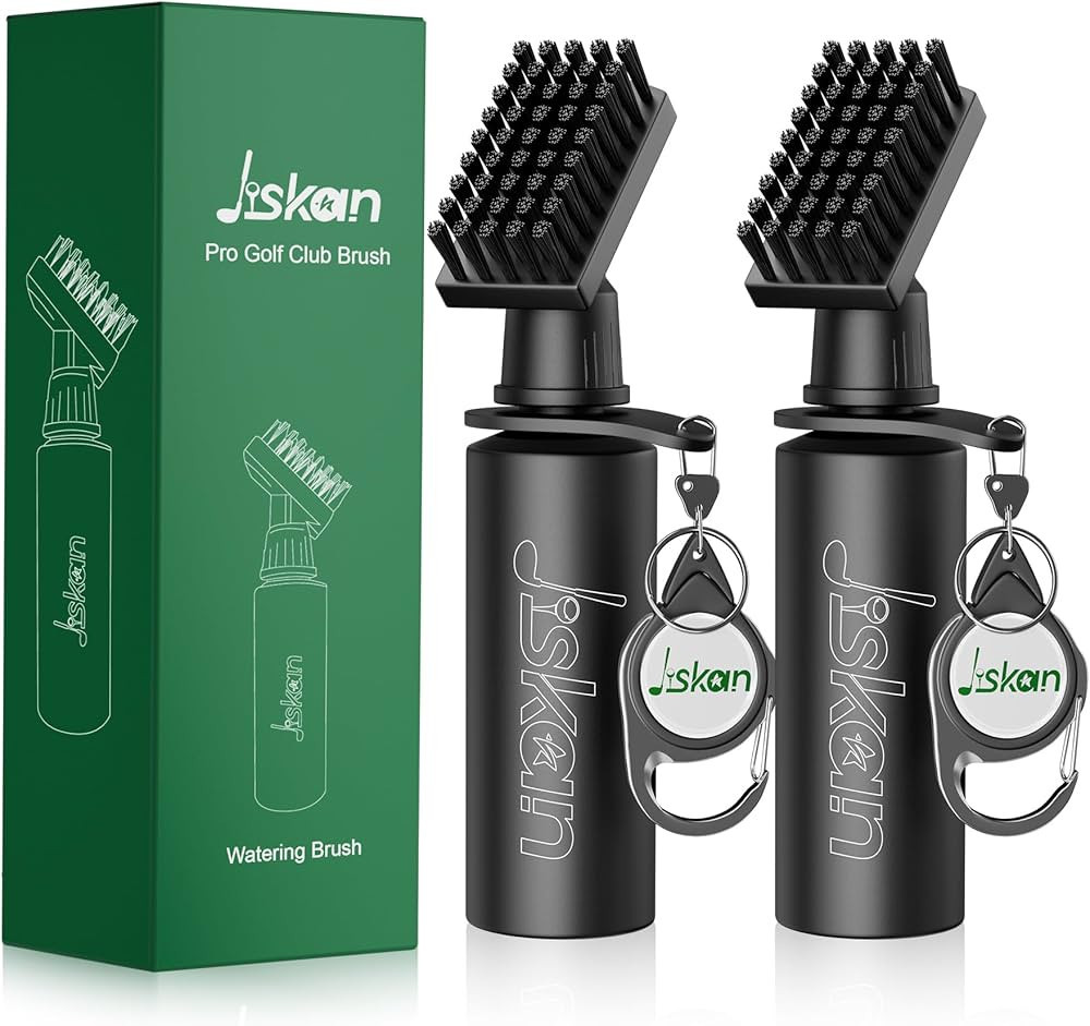 Jiskan 2 Pack Pro Golf Club Cleaner Brush Combo with Squeeze Water Bottle 7.5 Inches Holds 4 Ounc... | Amazon (US)