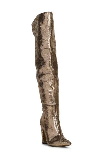 Vince Camuto Minnada Over the Knee Boot in Warm Pewter Sequins at Nordstrom Rack, Size 6 | Nordstrom Rack