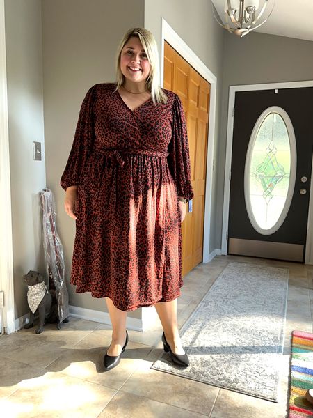This dress has a great weight to it for fall and winter and I’m excited to wear it to work. I’m in my true 2X. 

Of note: it is a faux wrap dress. It is nursing-friendly and there is a hook closure at the bust 🙌🏼. It’s very comfy and will be a great dress for work or as a wedding guest!

My shoes are very comfy - low heel, lots of padding, in my normal size 11  

#LTKcurves #LTKworkwear #LTKunder50