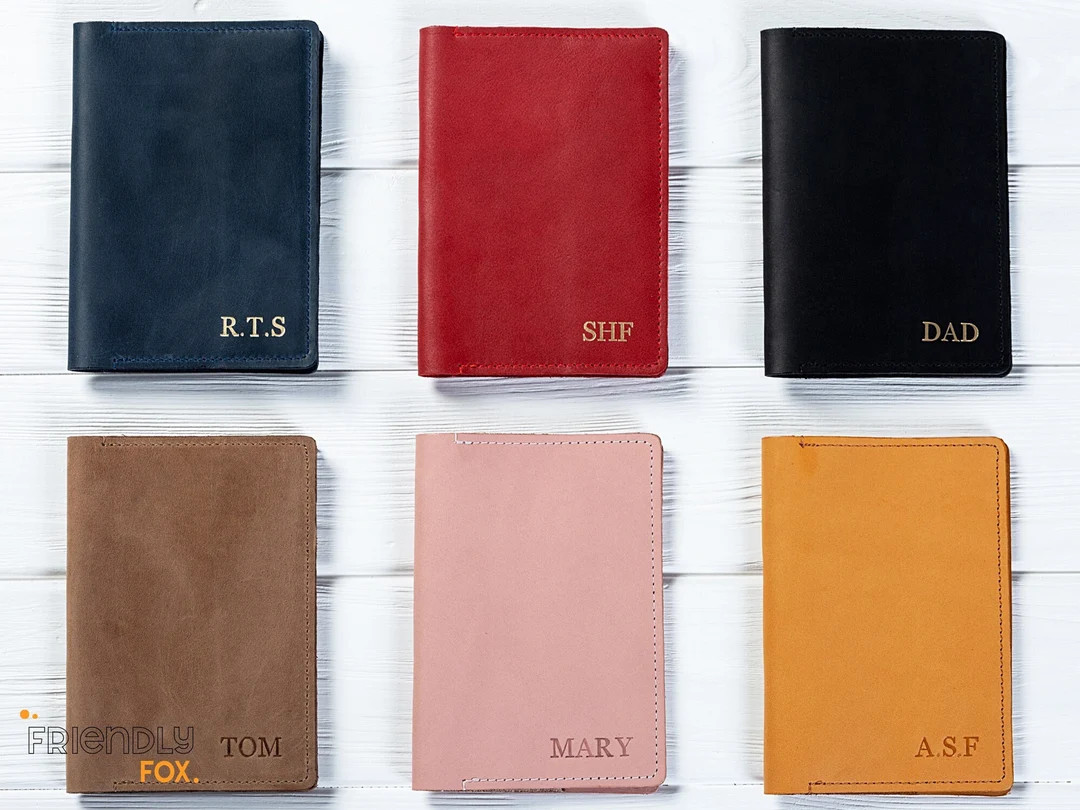 Leather Passport Cover - Personalized Passport Holder and Luggage Tag Set - Custom Passport Walle... | Etsy (US)
