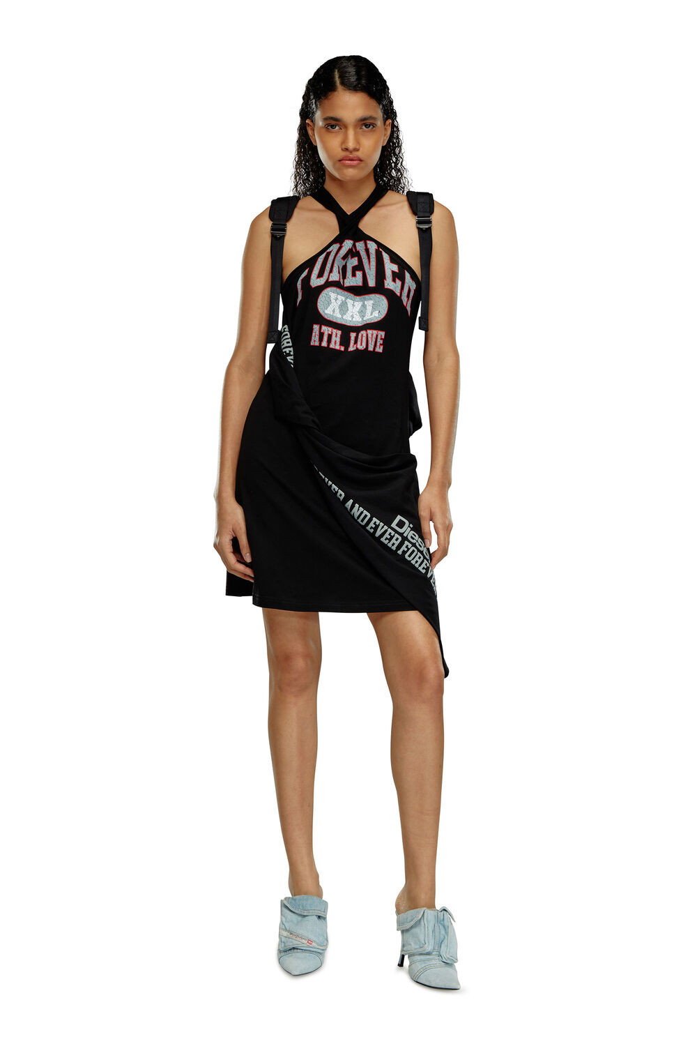 Short halterneck dress in printed jersey | Diesel US