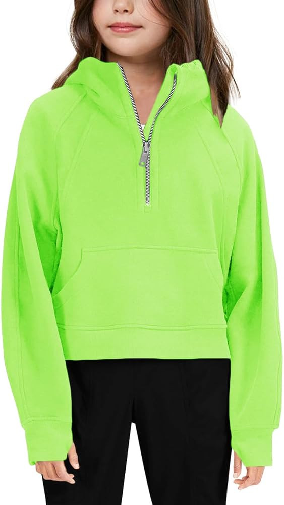 Girls' Hoodies Sweatshirts Half Zipper Pullover Crop Tops for Teen Girls Long Sleeve Sweater Thum... | Amazon (US)