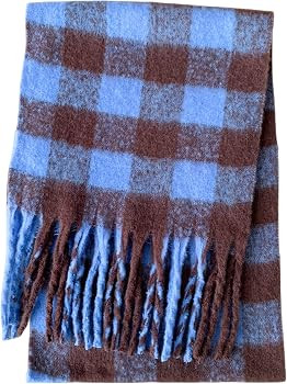 OUNIYA Large Chunky Plaid Scarf Checked Colorful Oversized Scarves Soft Big Cashmere Wool Thick W... | Amazon (US)