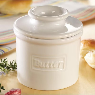 Butter Bell® Crock – Café Retro Glossy White Ceramic Butter Keeper, Vintage-Style Butter Dish with Raised Detailing | Target