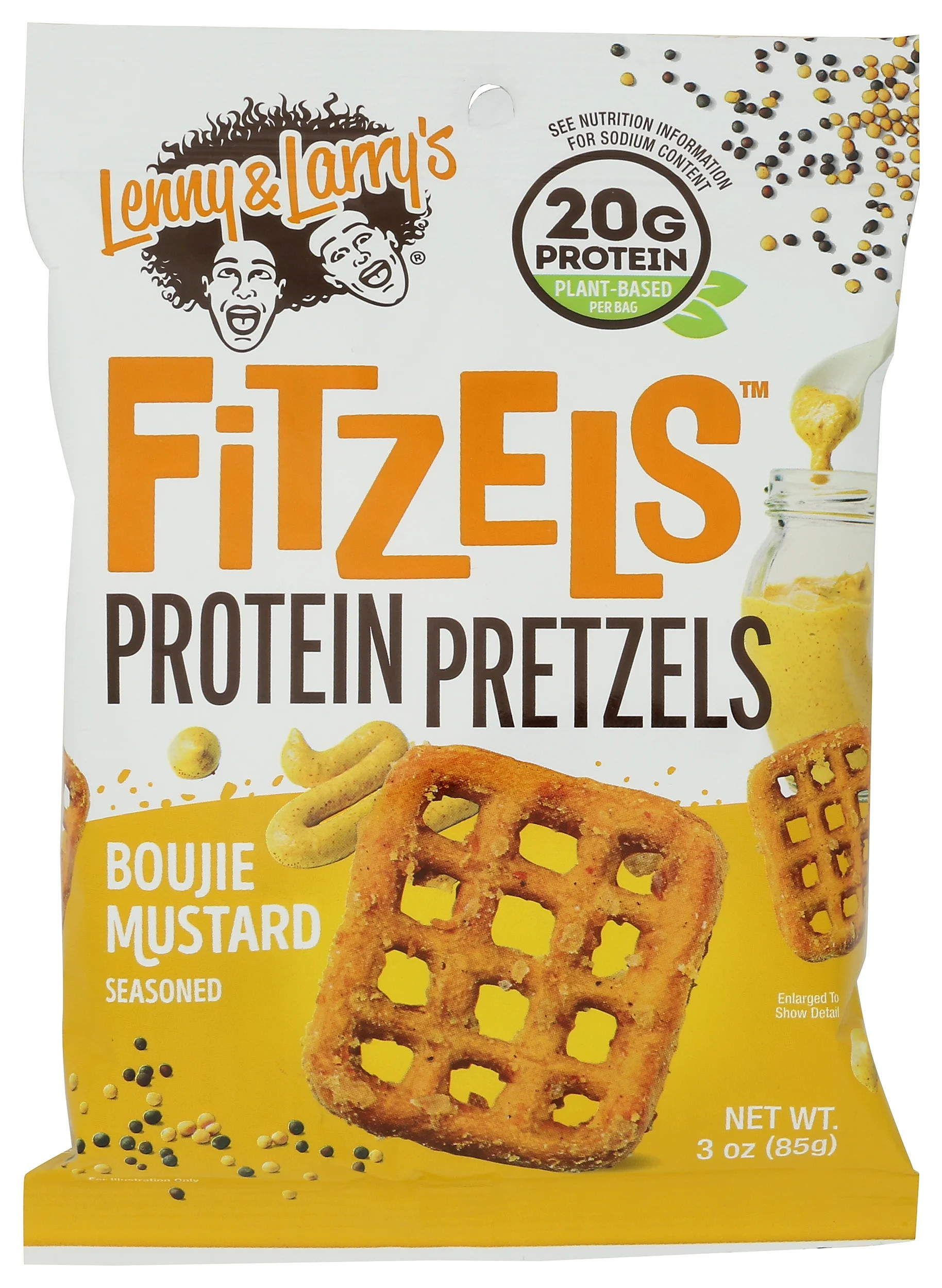Pack of 8, Lenny & Larrys Fitzels Boujie Mustard Protein Pretzels, 3 oz | Walmart (US)
