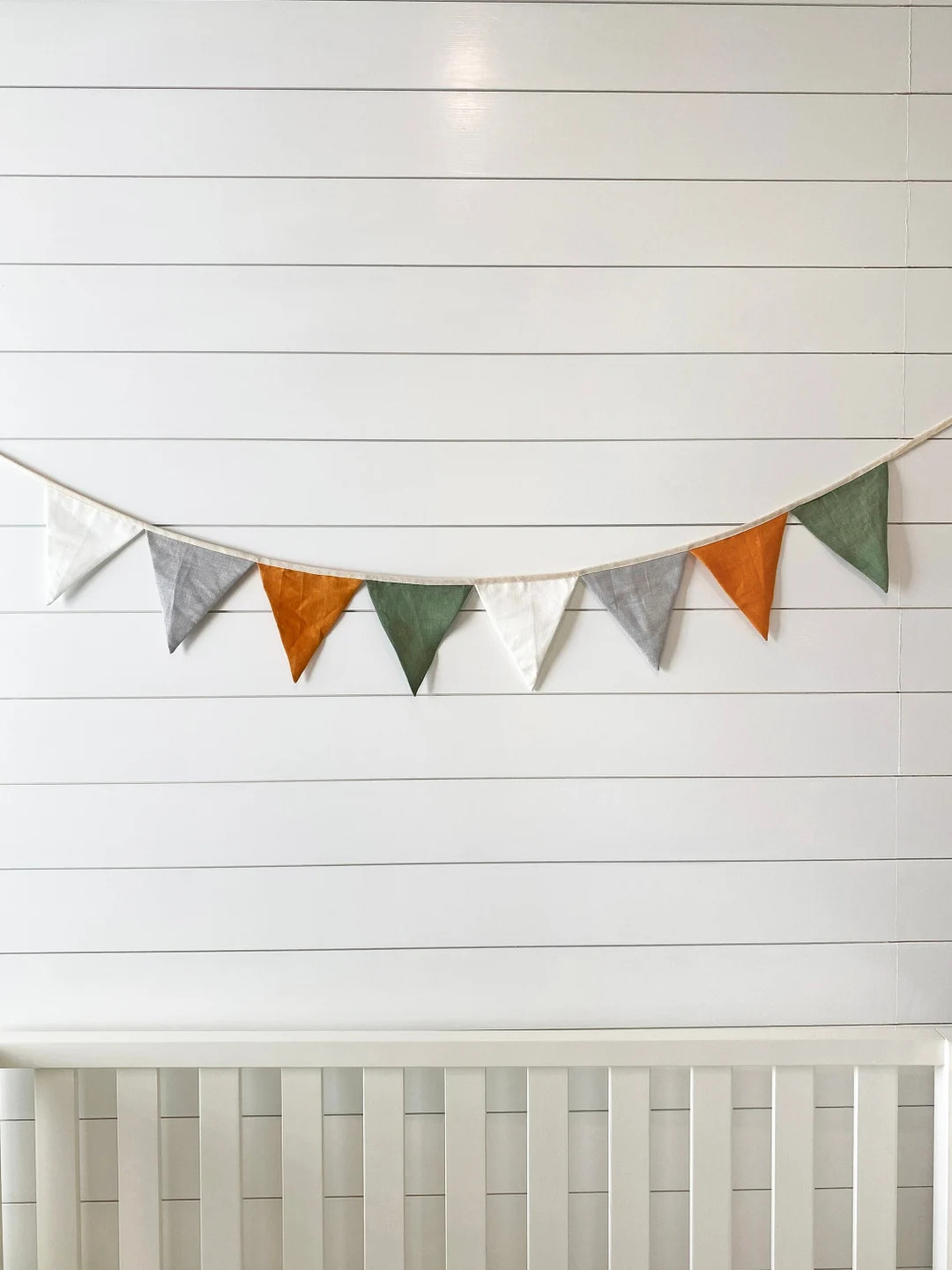 Linen Bunting Banner for Woodland Mustard Green Nursery Decor - Party Garland | Handmade Wall Han... | Etsy (US)