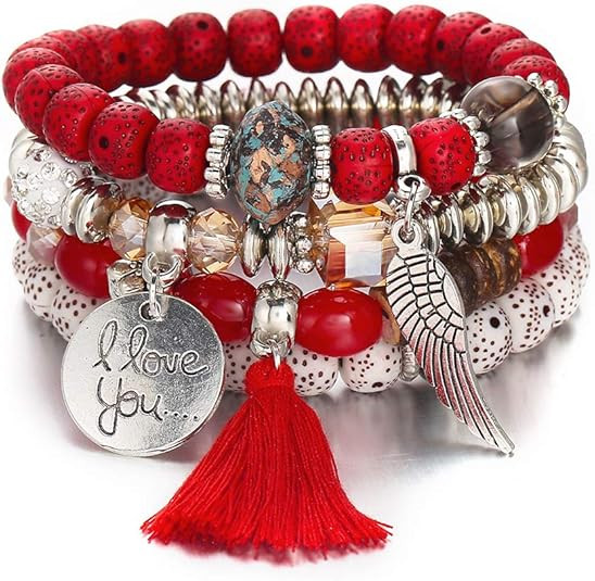 VONRU Boho Bead Stackable Bracelets for Women - Vintage Multi Layer Colorful Beads Bracelets Bohe... | Amazon (US)