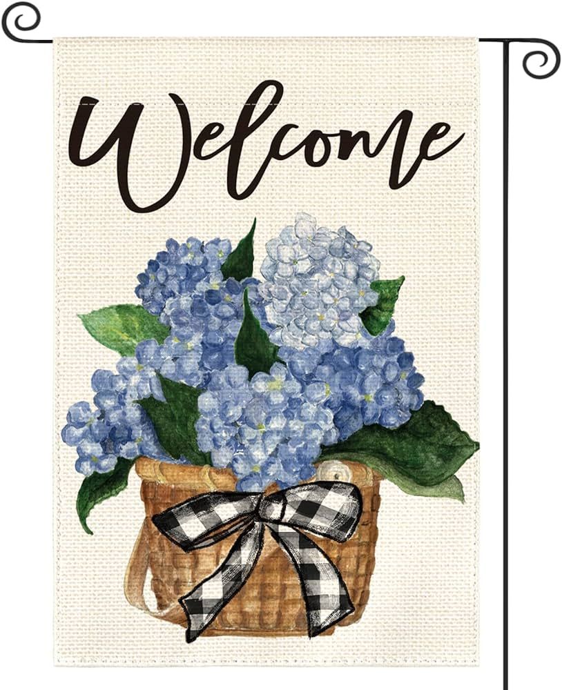 AVOIN colorlife Hydrangea Spring Summer Garden Flag 12x18 Inch Double Sided Outside, Floral Welco... | Amazon (US)