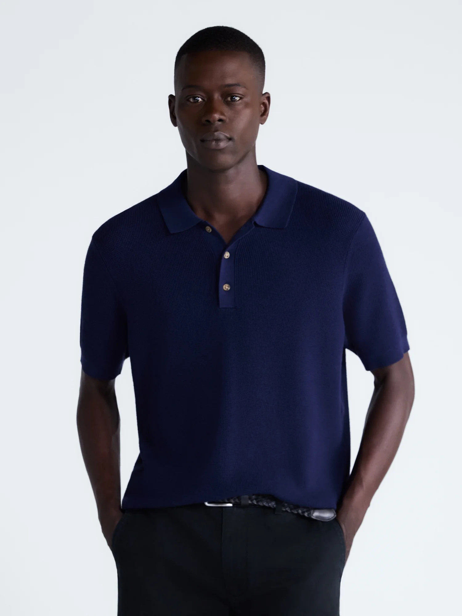 Free Assembly Men's Textured Polo Sweater with Short Sleeves, Lightweight, Sizes XS-3XL | Walmart (US)