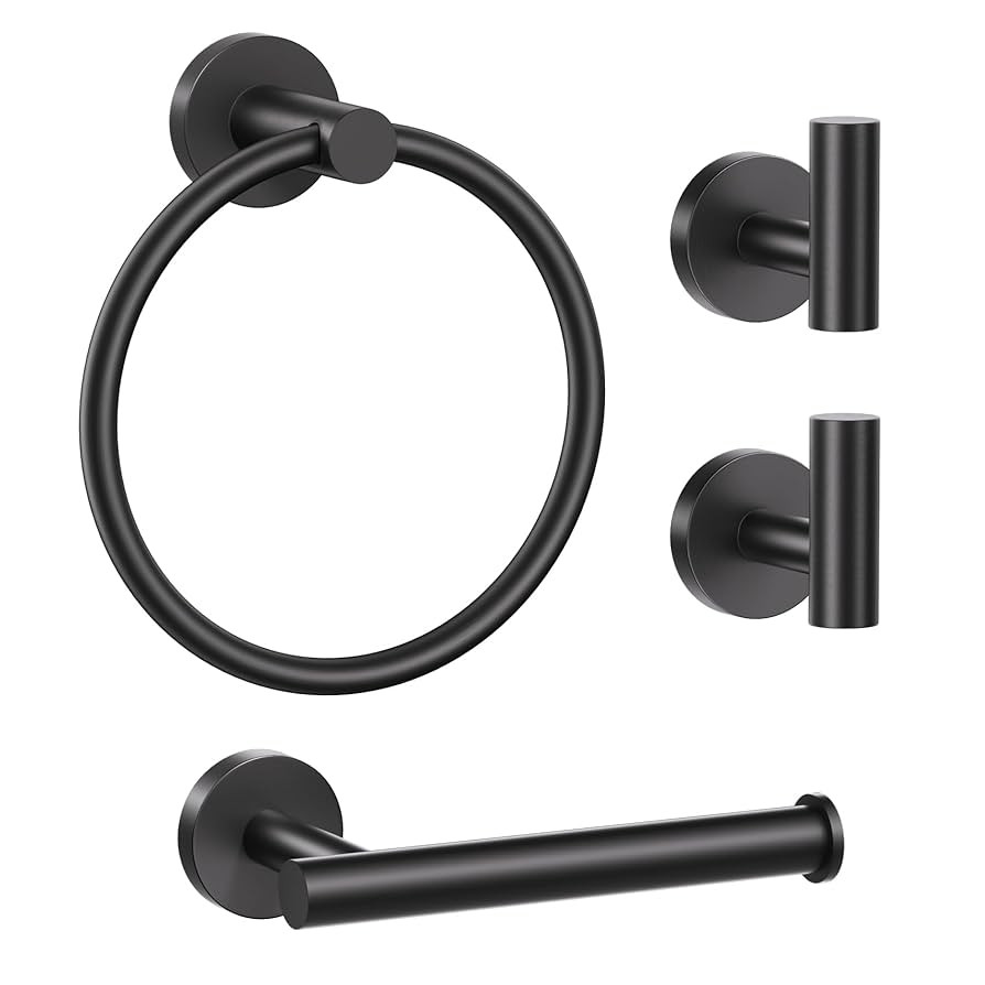 Lairuier Bathroom Hardware Set, 4-Piece Towel Bar Set Include Toilet Paper Holder,Towel Ring and ... | Amazon (US)