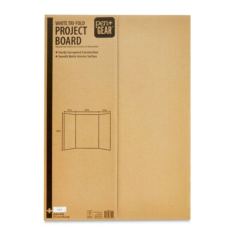 Pen+Gear White Tri-Fold Corrugated Project Board, 28" x 40" | Walmart (US)