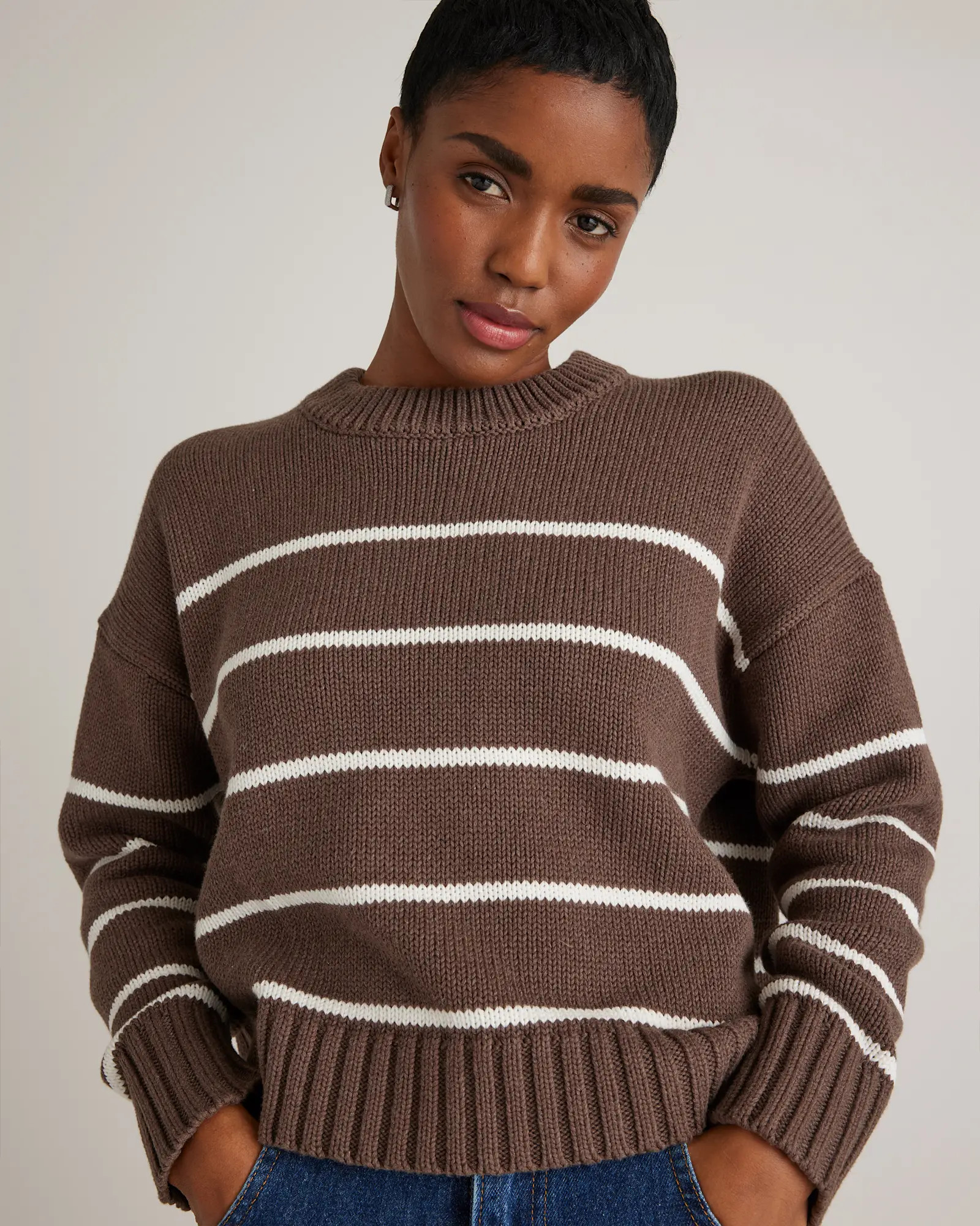 100% Organic Cotton Striped Crew Sweater | Quince