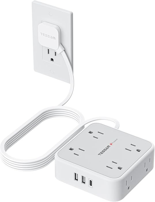TESSAN Surge Protector Power Strip, 10 Ft Flat Plug Extension Cord with 3 USB (1 USB C) 8 Outlets... | Amazon (US)