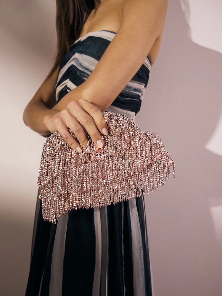 Rose - Pochette à franges et perles | Next EU