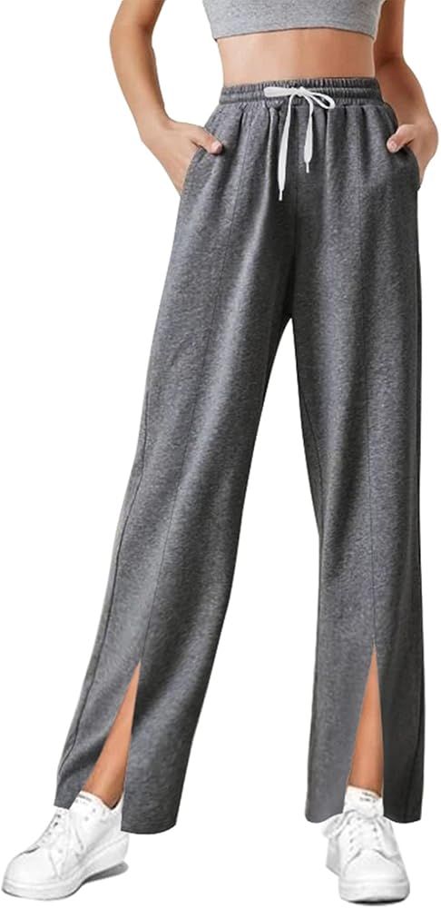 TQD Womens Sweatpants Joggers Casual Lounge Yoga Sweat Pants Cotton Wide Leg Workout Athletic Tra... | Amazon (US)