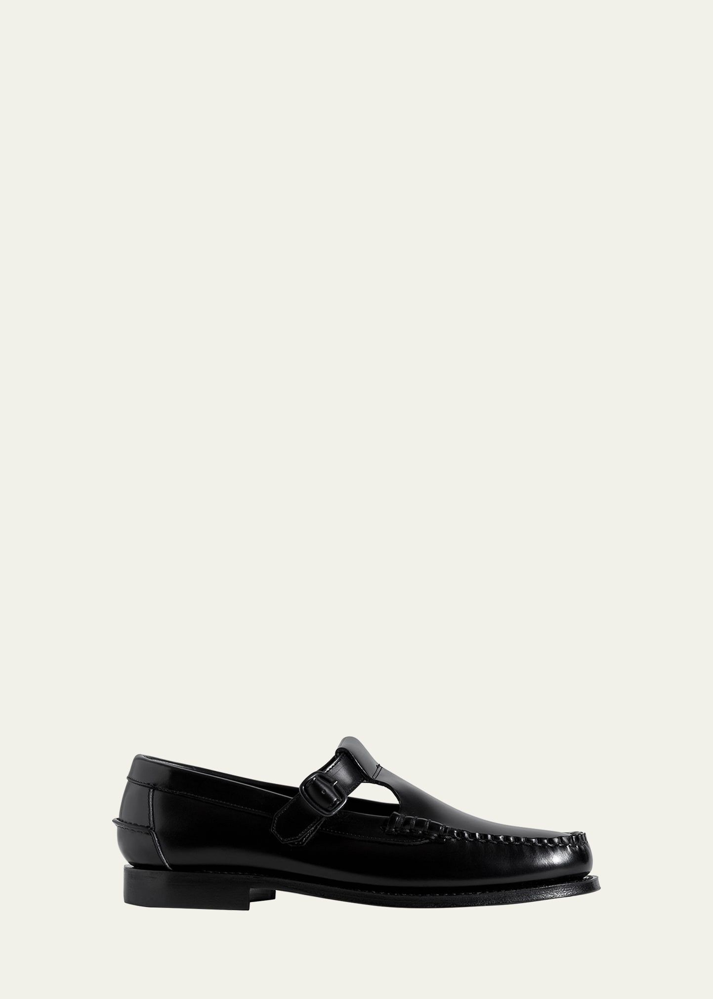 Alber Leather T-Strap Buckle Loafers | Bergdorf Goodman