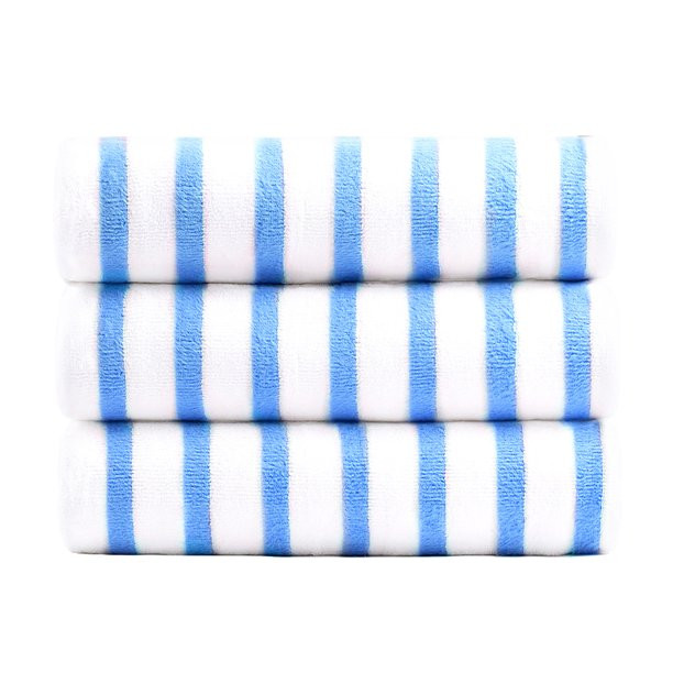 Soft Cabana Stripe Bath Towel Beach Towels 3 Piece (Pink, 27 x 55 Inches) | Walmart (US)