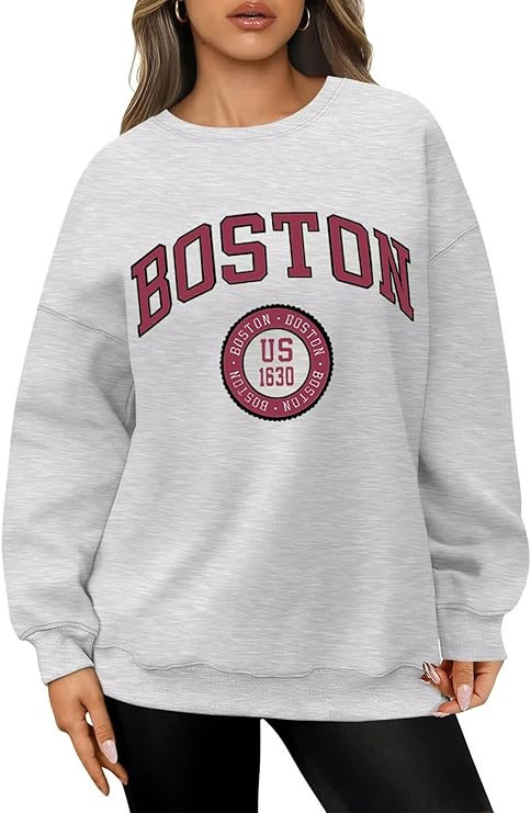 ORANDESIGNE Womens Oversized Letter Print Sweatshirt Fleece Graphic Crewneck Pullover Long Sleeve... | Amazon (US)