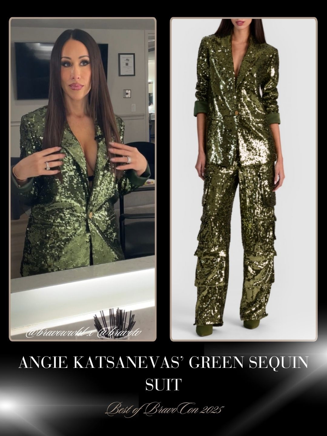Angie Katsanevas’ Green Sequin Suit 📸 = @bravowwhl x @bravotv 