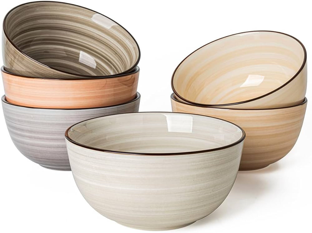 Sweese Cereal Bowl - 20 Oz Soup Bowls Set of 6 for Cereal, Snack, Rice, Salad, Side Dishes, Porce... | Amazon (US)