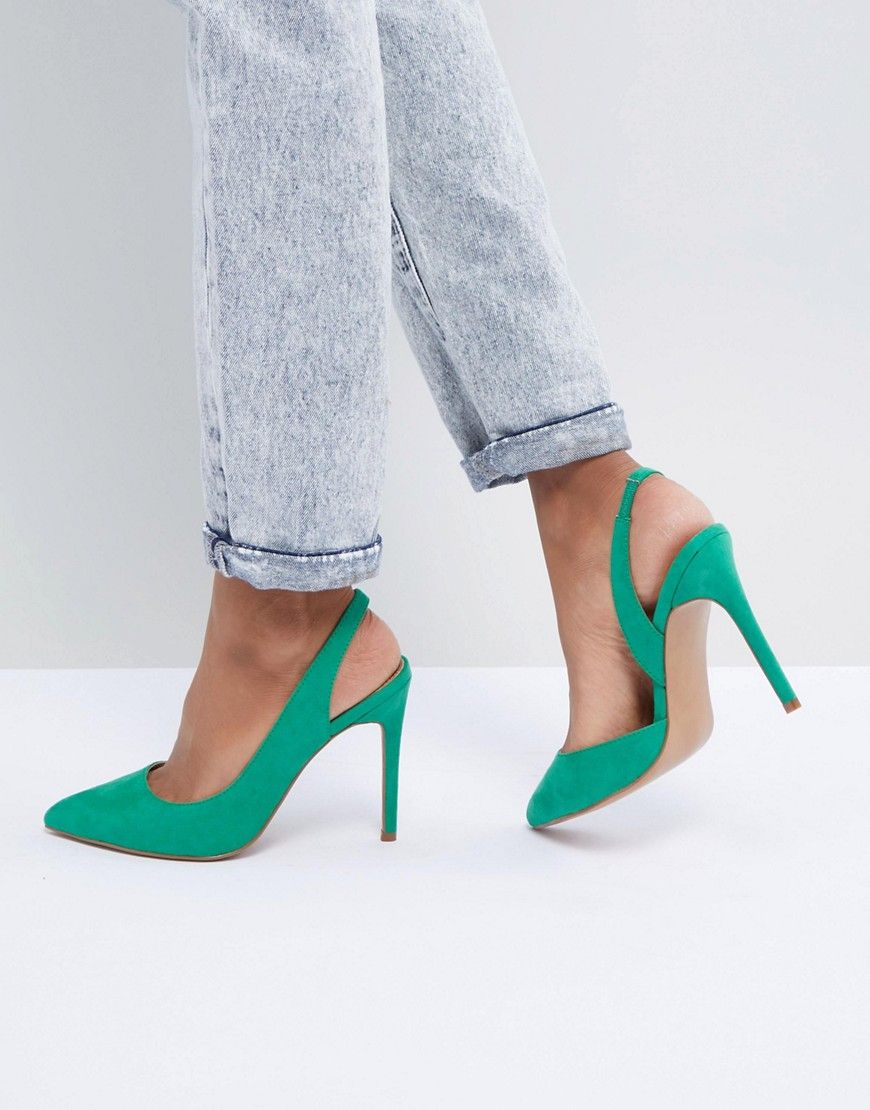 ASOS DESIGN Prefect Slingback Pointed Heels - Green | ASOS US