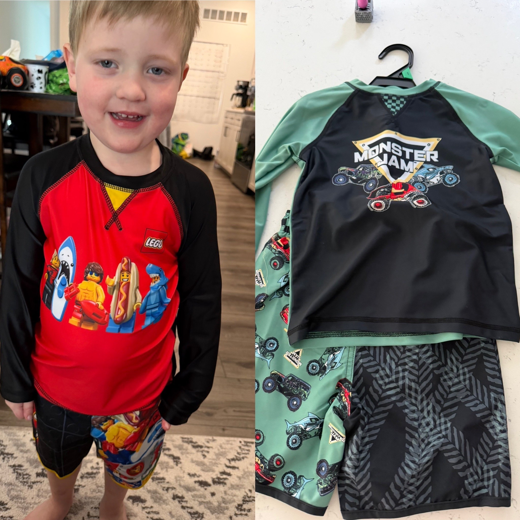 Wesley was excited for his new swim set with long sleeve rash guards. Monster Jam and Legos. They also have bluey and paw patrol. 12m to 5T 

#LTKSeasonal #LTKTravel #LTKKids