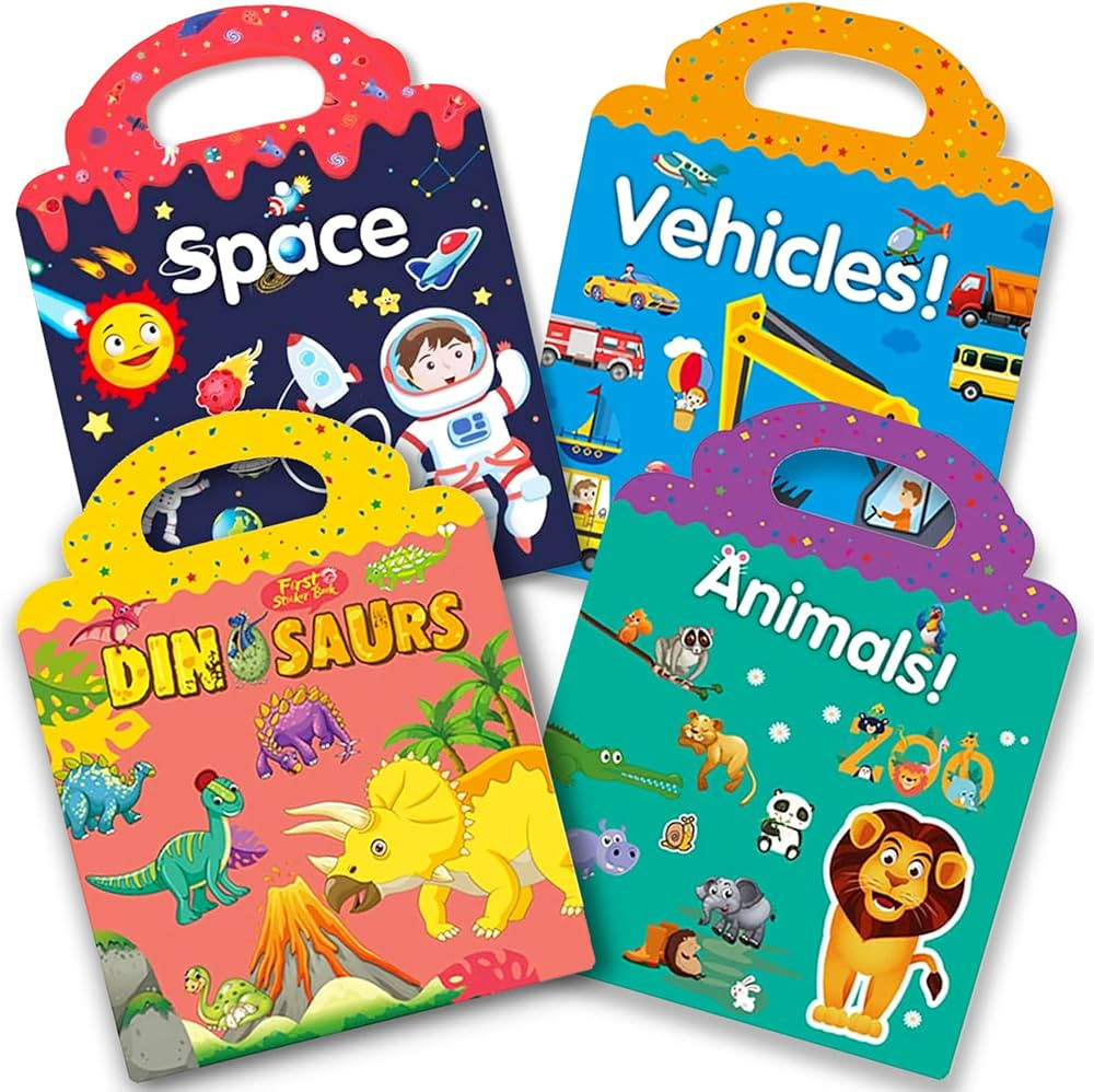 Reusable Quiet Sticker Books for Kids & Toddlers, 4 Sets Travel Stickers Story Busy Books for Tod... | Amazon (US)