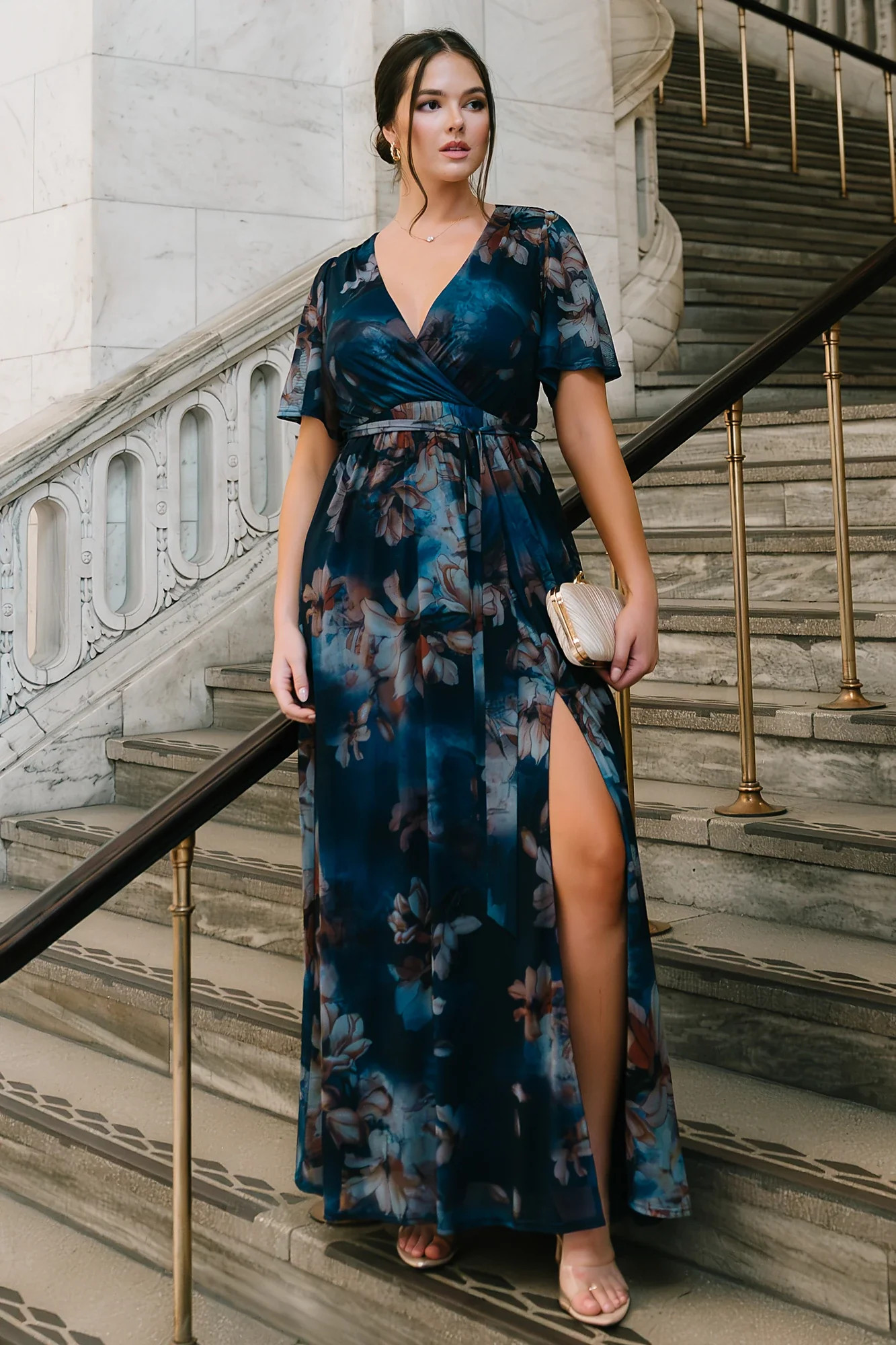 Kristina Mesh Maxi Dress | Navy Floral | Baltic Born