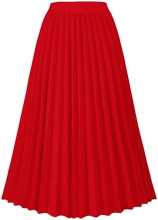 GOLDSTITCH Women's High Waist Pleated Skirt A line Swing Midi Skirt | Amazon (US)