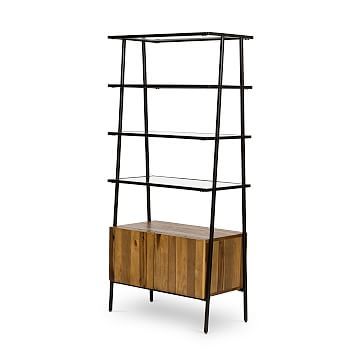 Mixed Wood & Glass Bookcase | West Elm (US)