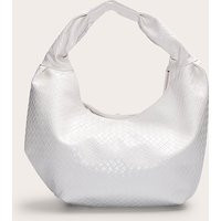 White PU Weave Slouchy Tote Bag, White | PrettyLittleThing UK