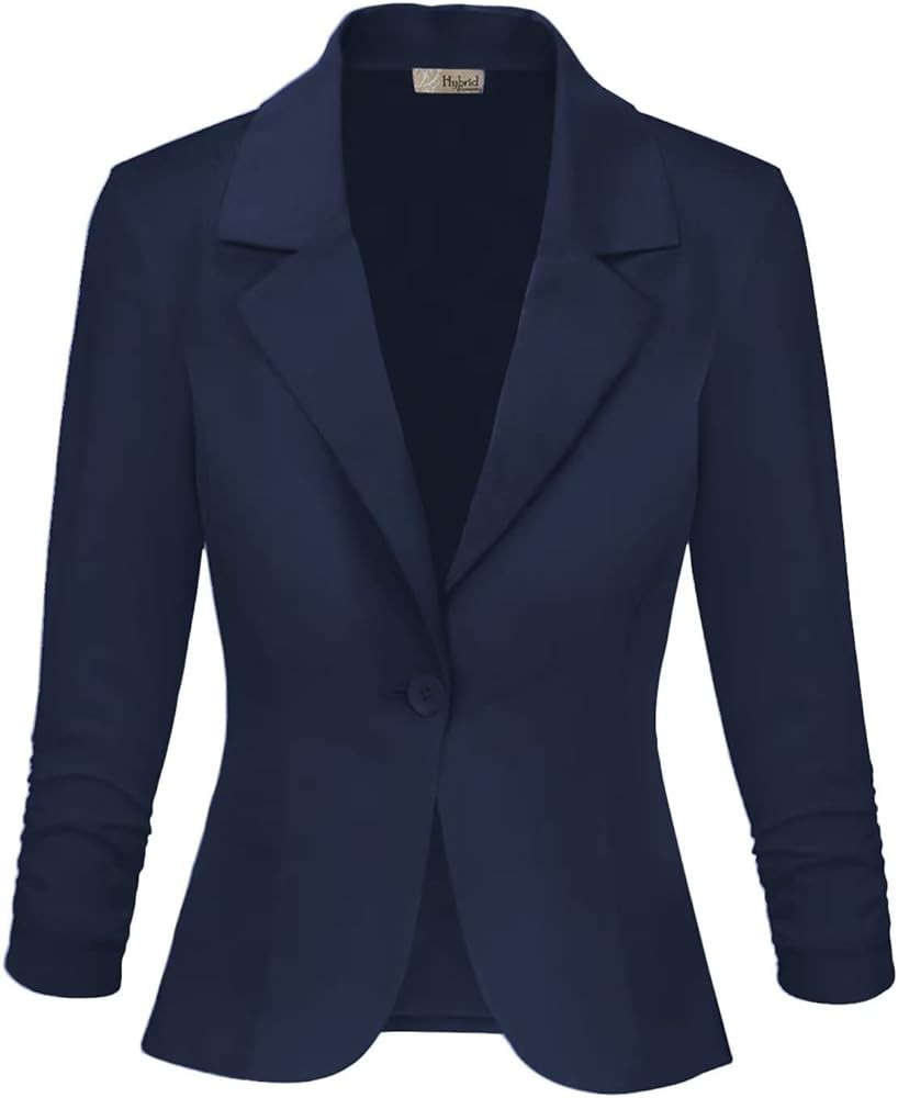 Hybrid & Company Women's Lightweight Casual Work Office Stretch Ponte Cardigan Blazer Jacket Made... | Amazon (US)