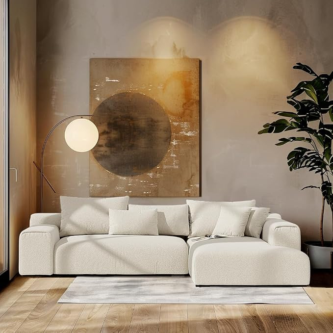 Acanva Modern Minimalist Sofa with Extra Deep Seats for Living Room, Bedroom and Lounge, L-Shaped... | Amazon (US)