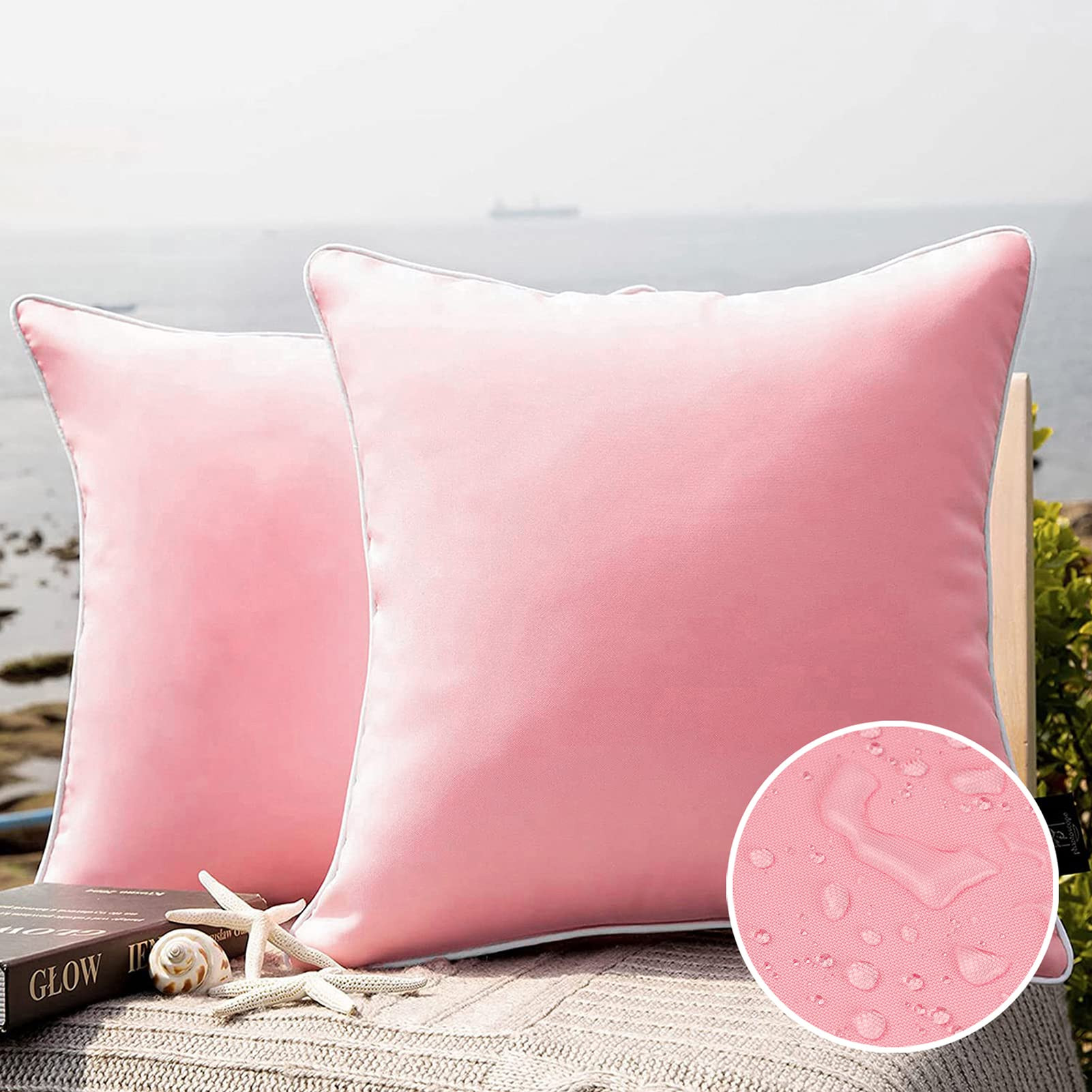Phantoscope Pack of 2 Outdoor Waterproof Solid Throw Decorative Pillow Cover Decorative Square Ou... | Amazon (US)