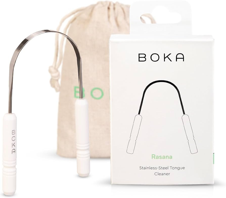Boka Tongue Scraper for Adults & Kids with Case - Stainless Steel Tongue Cleaner w/Linen Travel P... | Amazon (US)