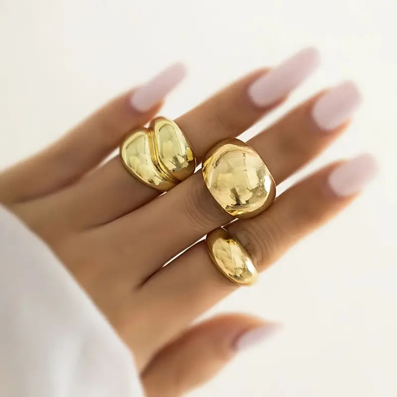 Elegant Sexy Geometric Curved Surface Open Rings 14k Gold - Temu | Temu Affiliate Program