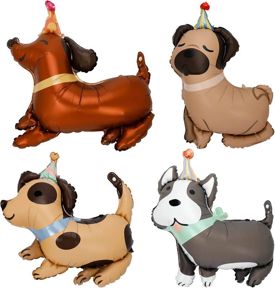 8 Pcs Puppy Dog Balloons - Dalmatian, Husky, Pug, Dachshund - Adopt Puppy Party Decoration for Bi... | Amazon (US)